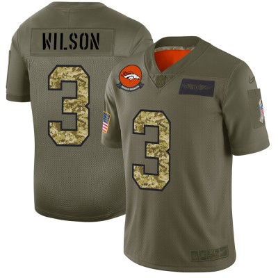 Denver Denver Broncos #3 Russell Wilson Men's Nike 2019 Olive Camo Salute To Service Limited NFL Jersey
